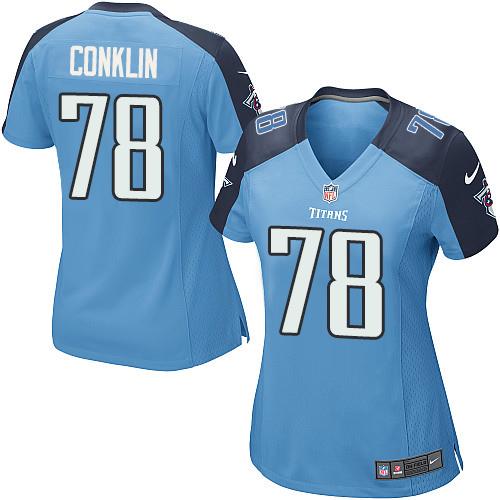 Nike Titans #78 Jack Conklin Light Blue Team Color Women’s Stitched NFL ...